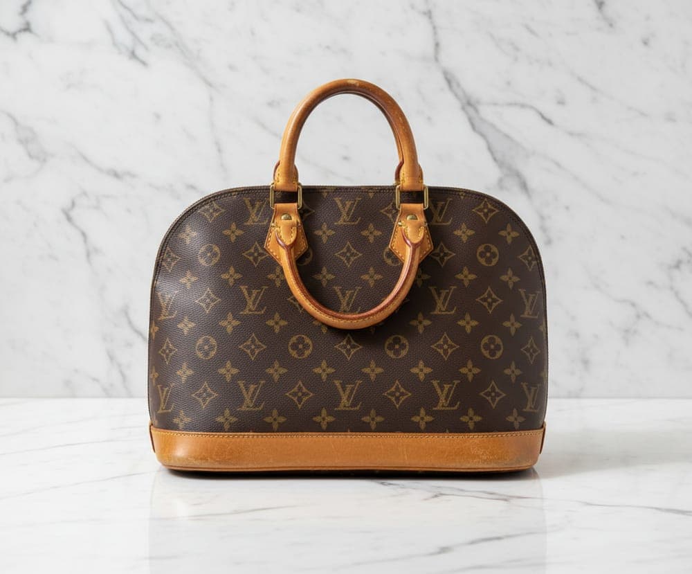 Photo produit Vinted sac après, LV Alma fond marbre pro